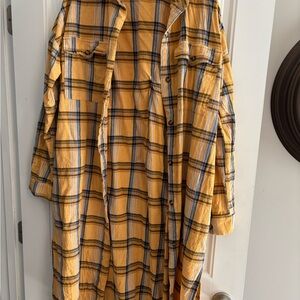 Easel Yellow Plaid Button-Up Top